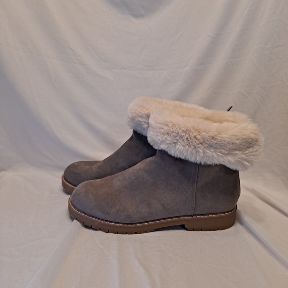 American Eagle Boots Faux Fur Cuff Gray Women's size 9-1/2 - Picture 2 of 8